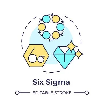 Six sigma methodology multi color concept icon Stock Illustration
