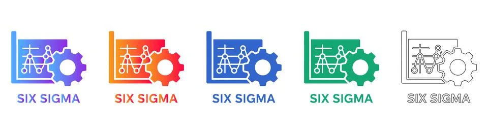Six Sigma Process Improvement Icon Set Stock Illustration