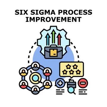 Six sigma process improvement process improvement concept vector Stock Illustration