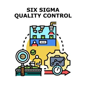 Six sigma quality control process improvement concept Stock Illustration
