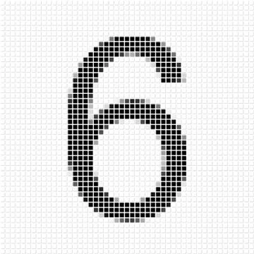 Six. Simple geometric pattern of black squares in number six Stock Illustration