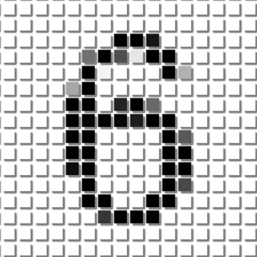 Six. Simple geometric pattern of black squares in number six Stock Illustration