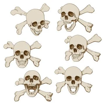 Six skulls set Stock Illustration