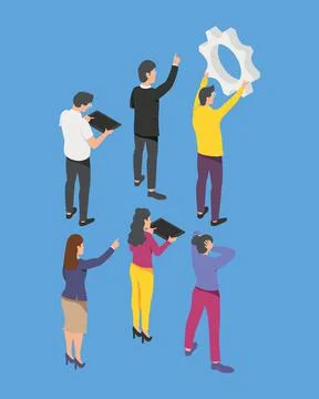 Six software developers workers Stock Illustration