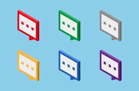 Six speech bubble isometric vector icons set Stock Illustration