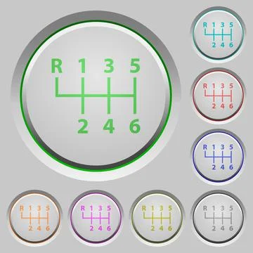 Six speed manual gear shift push buttons Stock Illustration