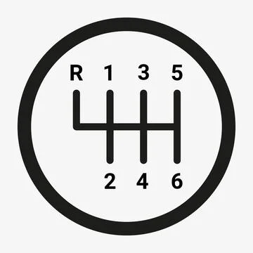 Six speed manual gear shift vector icon Stock Illustration