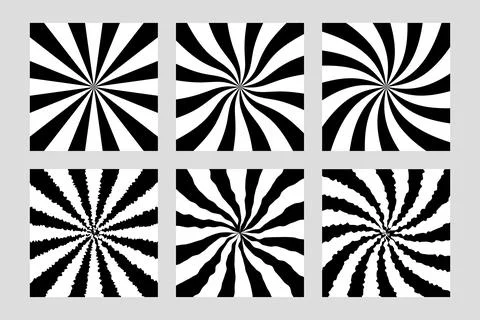 Six square backgrounds creating hypnotic swirling patterns Stock Illustration