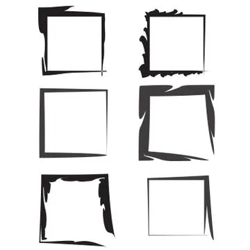 Six square borders vector set with multiple shapes Illustrazione stock
