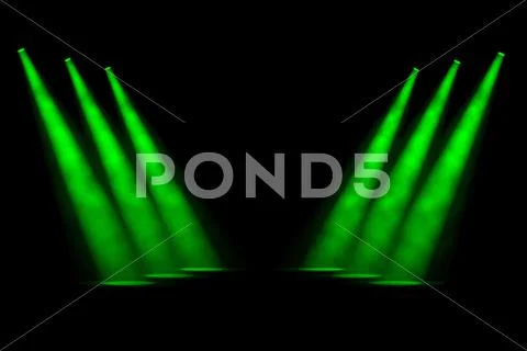Six staggered green receding spotlights Stock Illustration