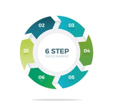 Six step circle infographic Stock Illustration