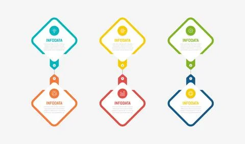 SIX Step Infographic element design Vector template for presentation. proce.. Stock Illustration