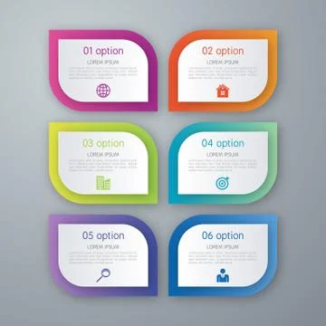 Six step infographics mockup template Illustrazione stock