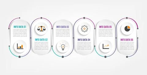 Six steps infographics. Template for brochure, business, web design. Stock Illustration