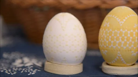 Six steps of painting a sorbian easter egg 库存影片 47667186