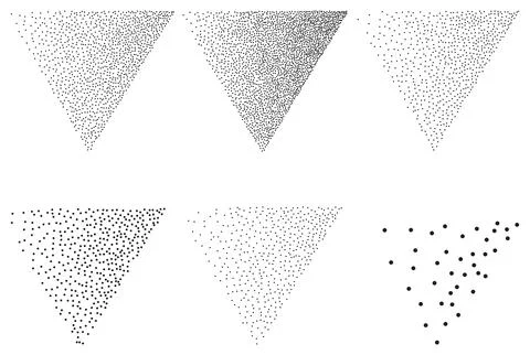 Six stippled triangles elements for design Stock Illustration