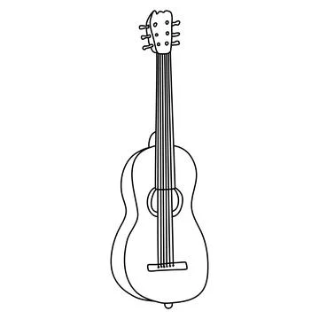 Six-string acoustic guitar in doodle style Stock Illustration
