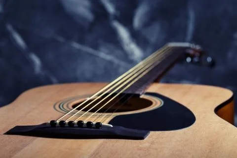 Six stringed acoustic guitar Stock Photos