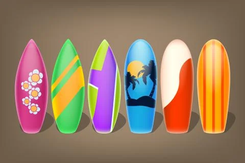 Six surfs Stock Illustration