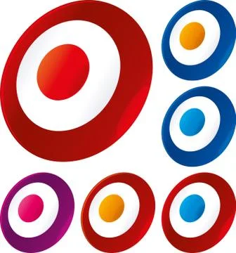 Six target icons in different colors. Isolated. Stock Illustration