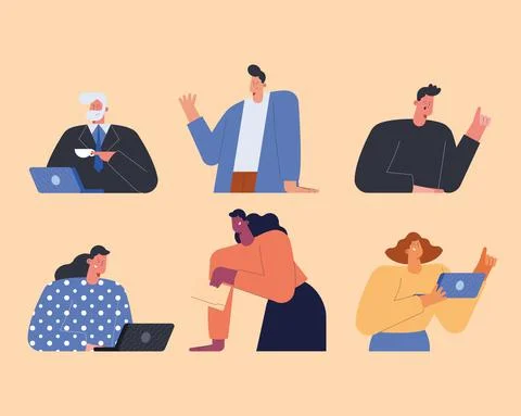 Six teamworkers business persons Stock Illustration