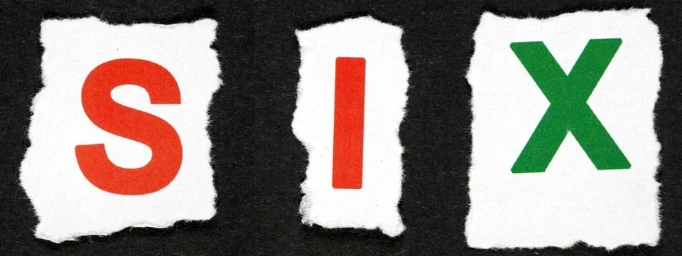 Six - text Stock Illustration