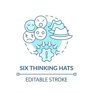Six thinking hats blue concept icon Illustrazione stock