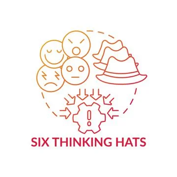 Six thinking hats red gradient concept icon Stock Illustration