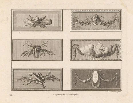 Six trophies. Designs for six rectangular trophies. On the left above an e... Stock Photos