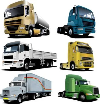 Six  trucks. Vector illustration Stock Illustration