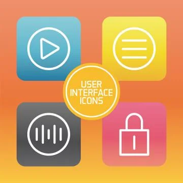 Six of user interface set block gradient style icons Stock Illustration