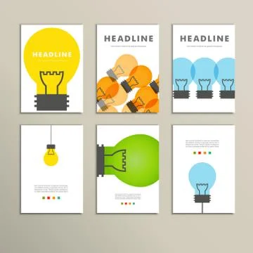Six vector  line patterns brochures with lights Stockillustratie