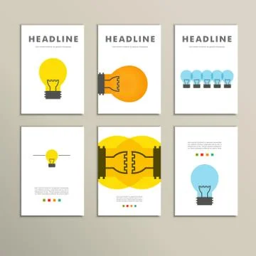 Six vector  line patterns brochures with lights Illustrazione stock
