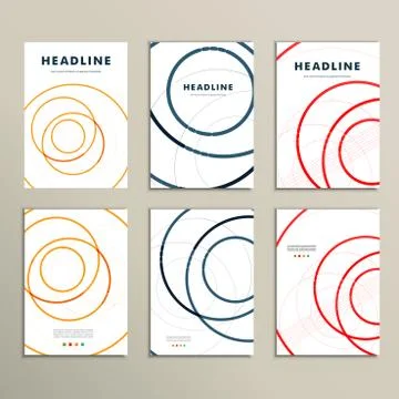 Six vector pattern with abstract circle brochures Illustrazione stock
