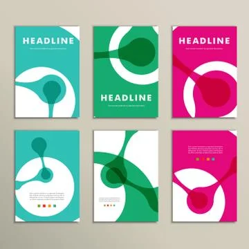 Six vector pattern with abstract figures brochures Illustrazione stock