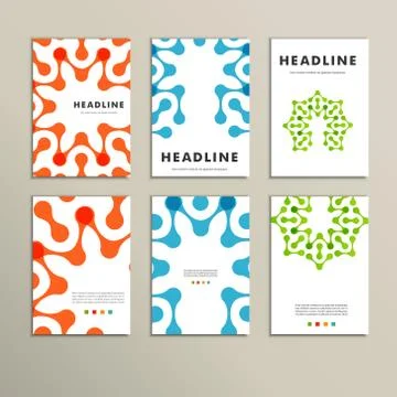 Six vector pattern with abstract figures brochures Stock Illustration