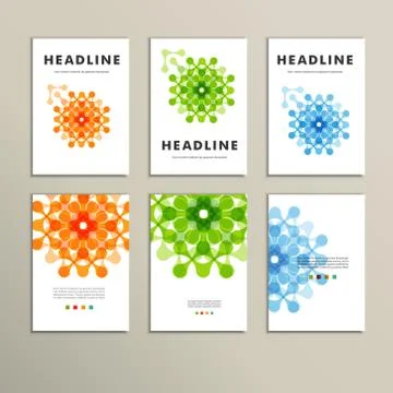 Six vector pattern with abstract figures brochures イラスト素材