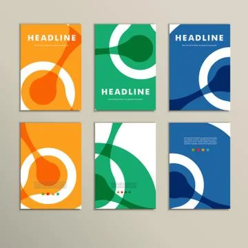 Six vector pattern with abstract figures brochures Illustrazione stock