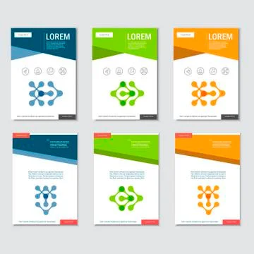 Six vector pattern with abstract figures. Brochures template Illustrazione stock