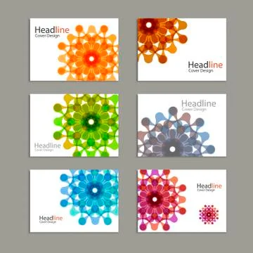 Six Vector pattern brochure with abstract figures Stock Illustration