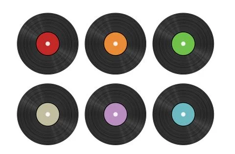 Six vinyl discs Stock Illustration