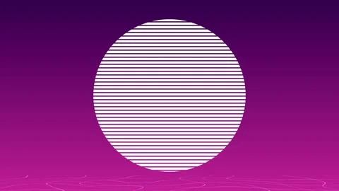 Six white circles floating on a purple gradient background with clean lines Stock Footage 340902891