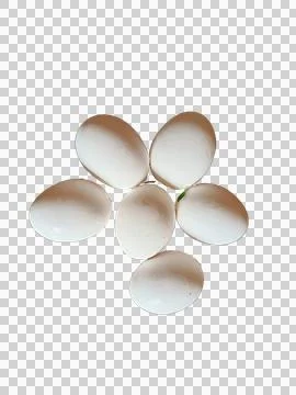 Six white eggs on transparent background Foto stock
