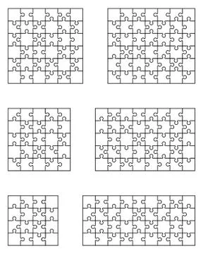 Six white puzzles Stock Illustration