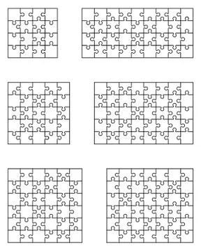 Six white puzzles Stock Illustration