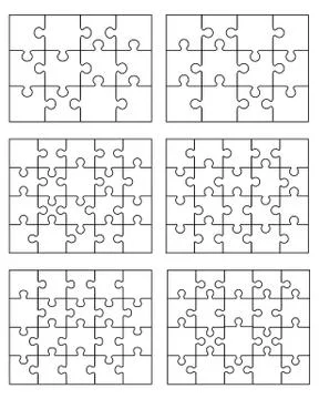 Six white puzzles Stock Illustration