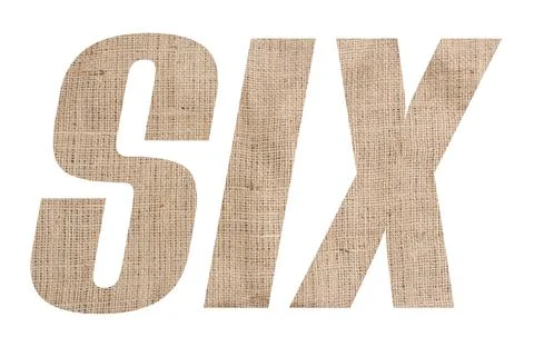 SIX word with burlap texture on white background 스톡 일러스트