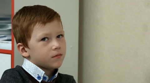 Six-year-old boy in class Stock Footage 65564307