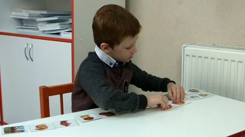 Six-year-old boy in class Stock Footage 65564333