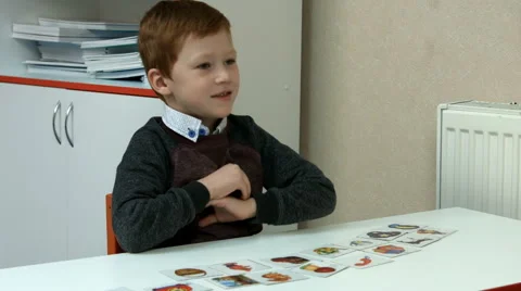 Six-year-old boy in class Stock Footage 65564343